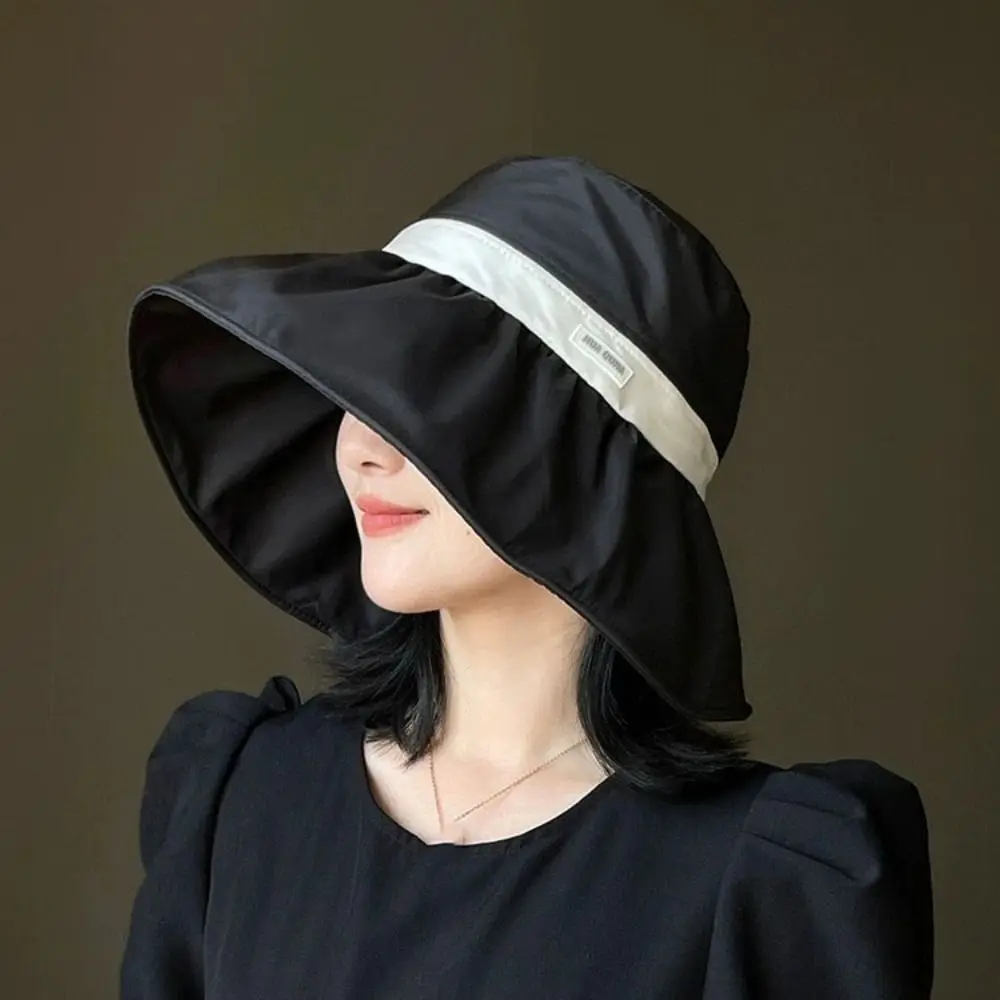 

Large Brim Sunscreen Fisherman Hat Simple Visor Cap Cloth Women Bucket Hat Sunscreen Hat Adjustable Sun Protection Hat Beach