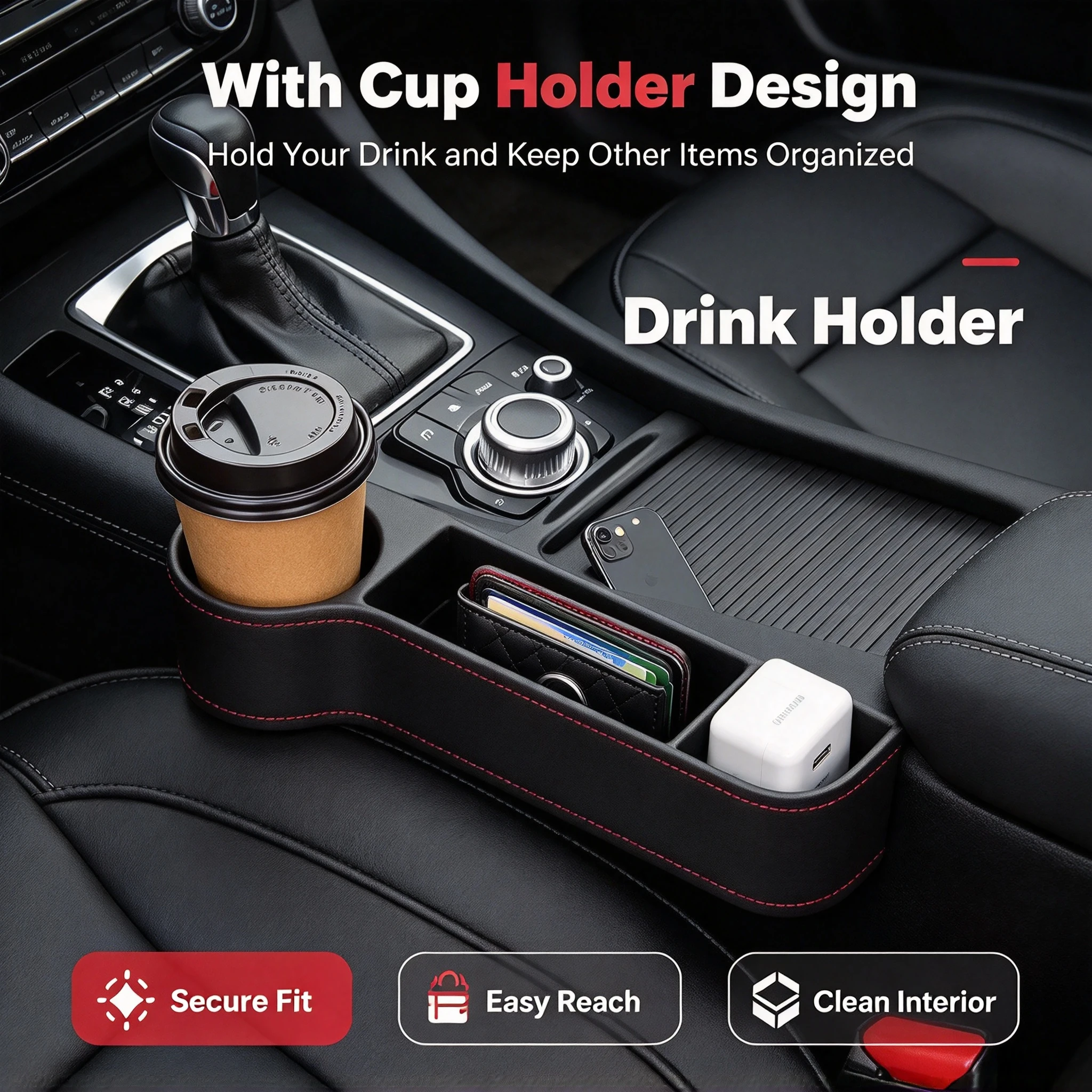 Car Seat Crevice Storage Box Seat Gap Slit Pocket Catcher Organizer Universal Car Seat Organizer Card Phone Key Holder Pocket