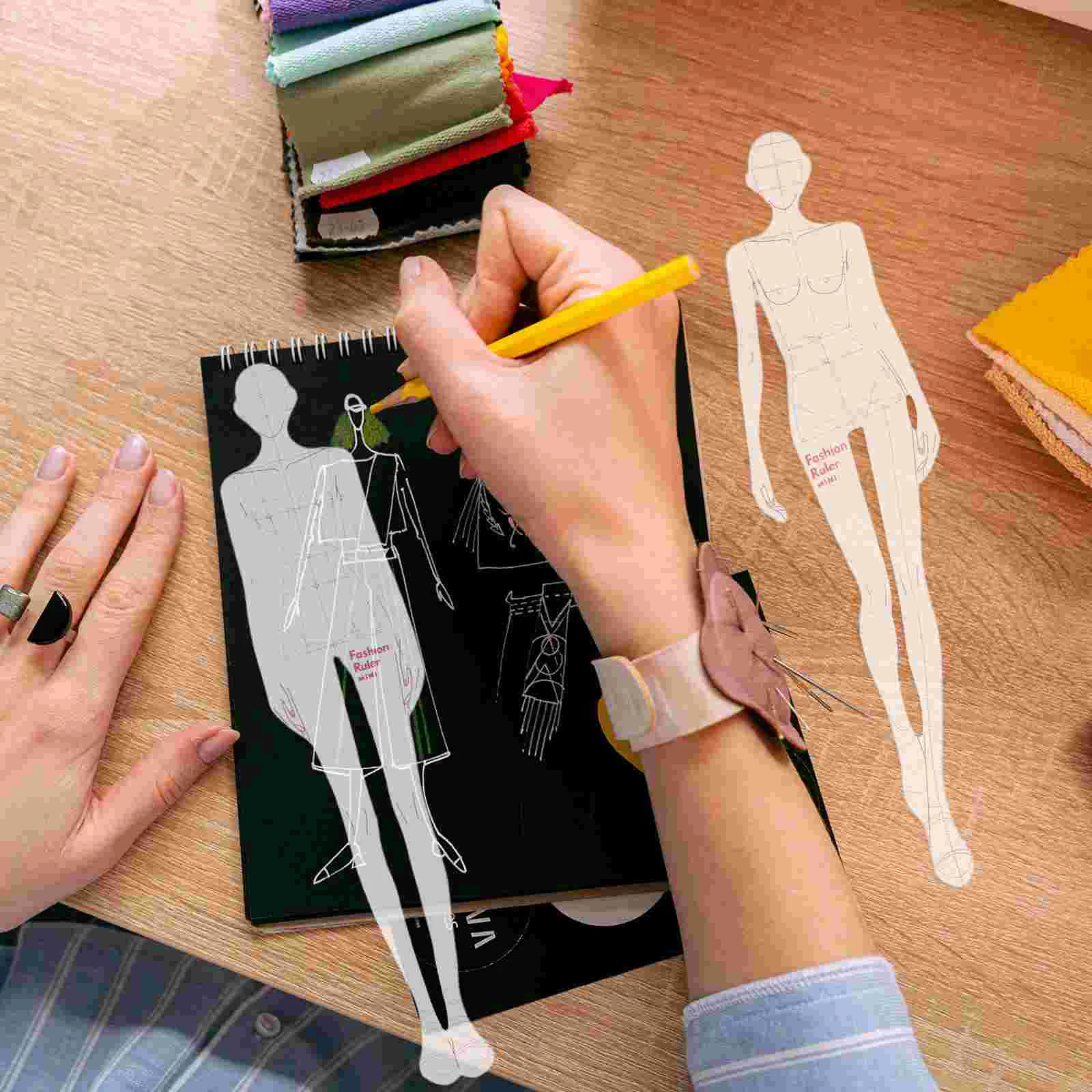 

Patterned Dress for Women Model Ruler Sewing Measure Tool Fashion Figurine Template Quilting Rulers