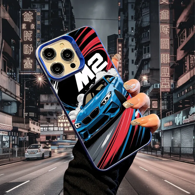 حافظة هاتف السيارة الرياضية لهاتف آيفون 17 AIR 16 15 14 13 Pro 12 11 Pro Xs X XR Max حافظة ليزر صلبة من البولي كربونات + غطاء خلفي-S731