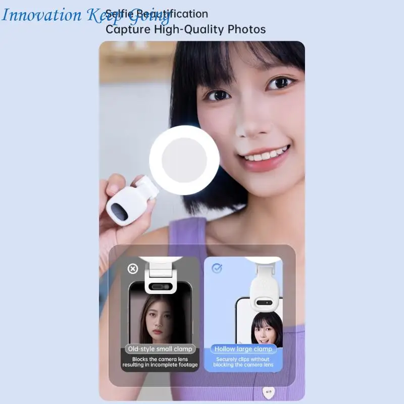 E65C Rings Light for Laptop Desk Clip On,Small Computer Video Conference Lighting Adjustable LED Selfie Light