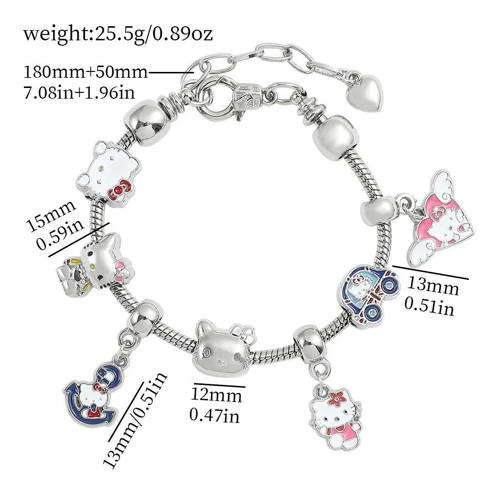 Sanrio Cartoon Hello Kitty Pandora bracciale gioielli Kuromi Kawaii bracciale Charms catena in lega argento bambini Pulsera regalo di festa