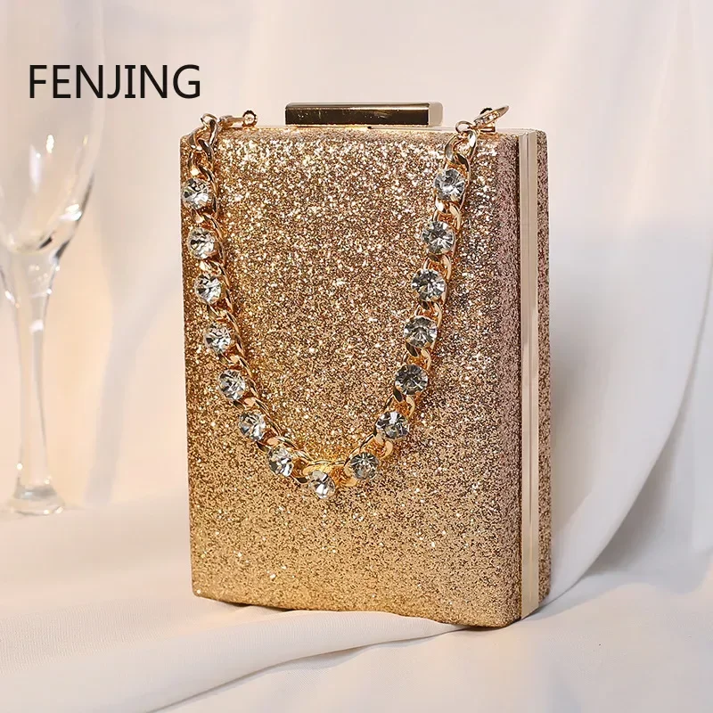 

Women Glitter Evening Clutch Bags Fashion Diamond Chain Banquet Wallets Wedding Dinner Handbags Party Gifts Mobile Phone Purse