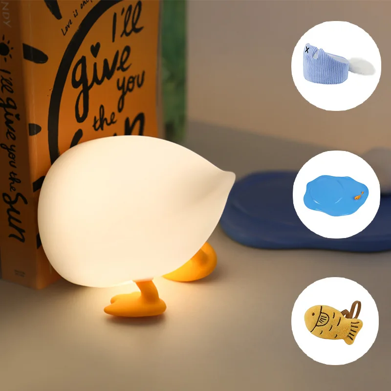 Luces Led de noche de pato de silicona con Sensor táctil, lámpara regulable recargable, decoración de escritorio para dormitorio de niños, regalos de cumpleaños