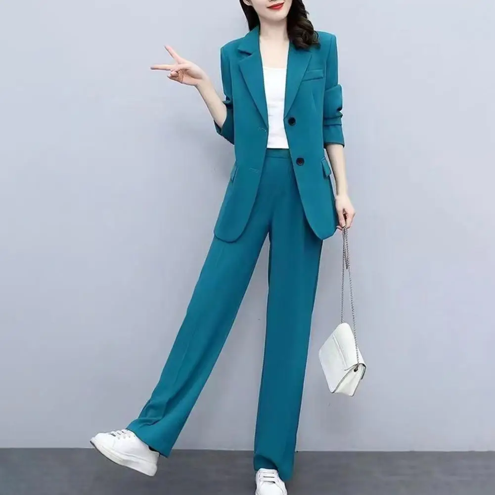 2024 Women Thin Jacket Blazer Casual Pants Formal Two-piece Set Office Lady Business Cardigan Coat Pants Suit Commute Clothes