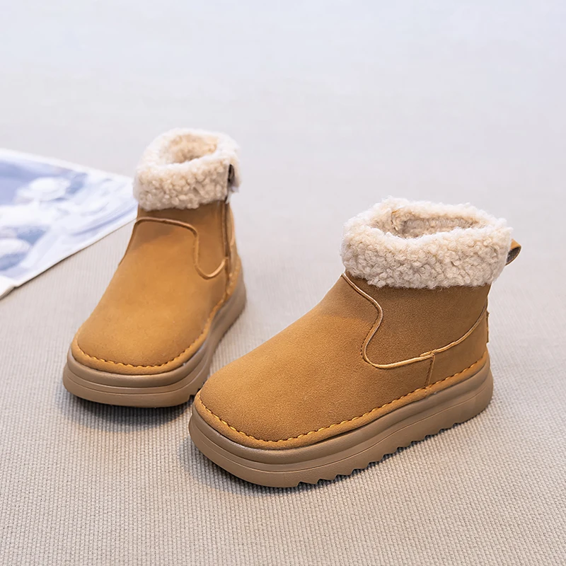 

Kids Outdoor Thermal Boots Winter New Camel Girls Fashion Plush Boots Thick Bottom Causal Children Ankle Cotton Boots Breathable