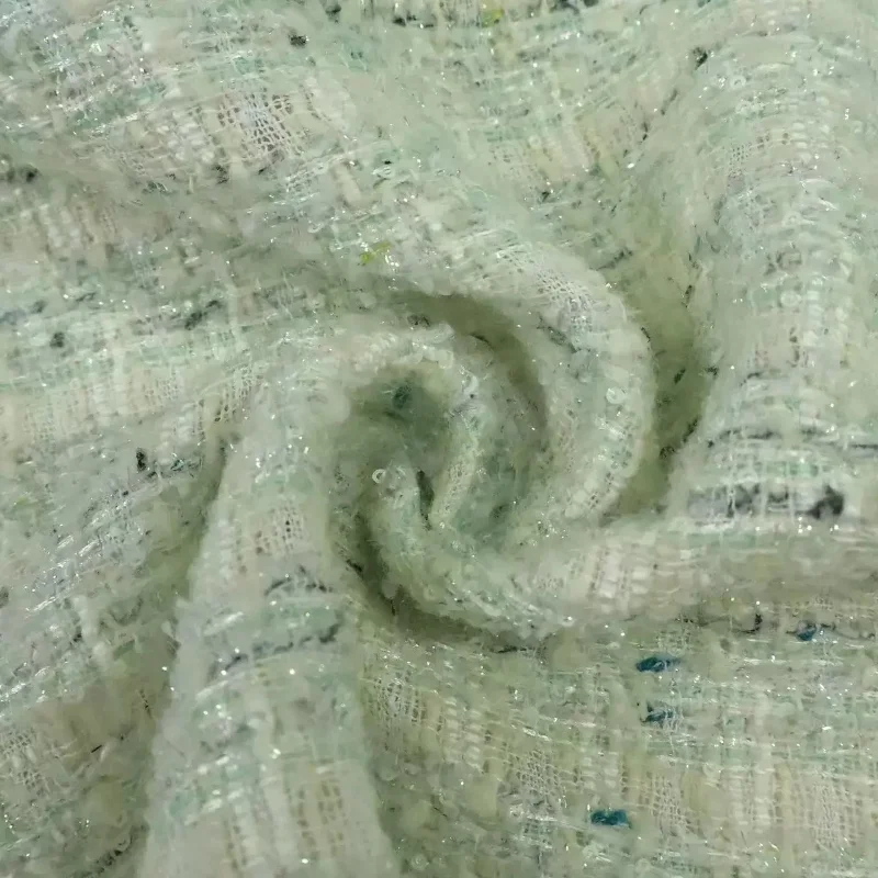 Tela Tejida Verde Claro para Abrigos, Trajes, Chalecos, Cortinas, Manteles, Ropa, Diseño de Moda, Costura Hecha a Mano, Material Textil para Manualidades Caseras