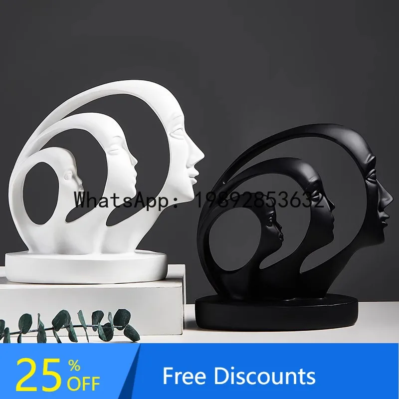 

Minimalist Nordic Creative Ins Style Abstract Face Ornament Living Room Home Wine Cabinet Personalized Resin Artwork Decoration