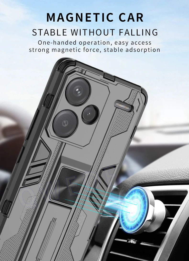 For Xiaomi Redmi Note 13 Pro Plus 5G Case Shockproof Armor Phone Case for Redmi Note 13 Pro Plus Car Magnetic Holder Back Cover