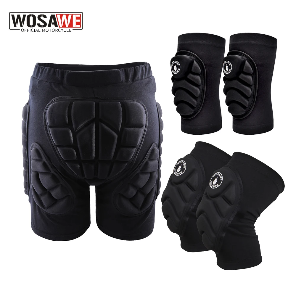 WOSAWE Outdoorowe Spodenki Ochraniacze na Kolana i Łokcie do Sportów Zimowych, Narciarstwa, Jazdy na Łyżwach, Snowboardu, Ochraniacze na Biodra, Rozmiary XS-3XL