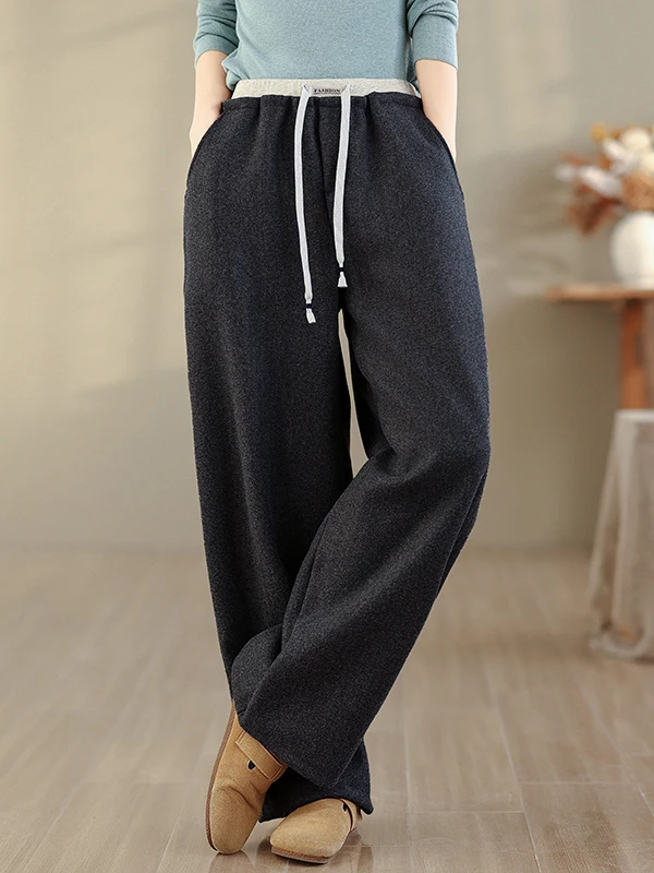 أصيلة كسول Sle فضفاضة يشعر الخريف Sweatpants المرأة فريدة من نوعها Ele سكين السراويل مستقيم الساق l الخصر الدافئة #2