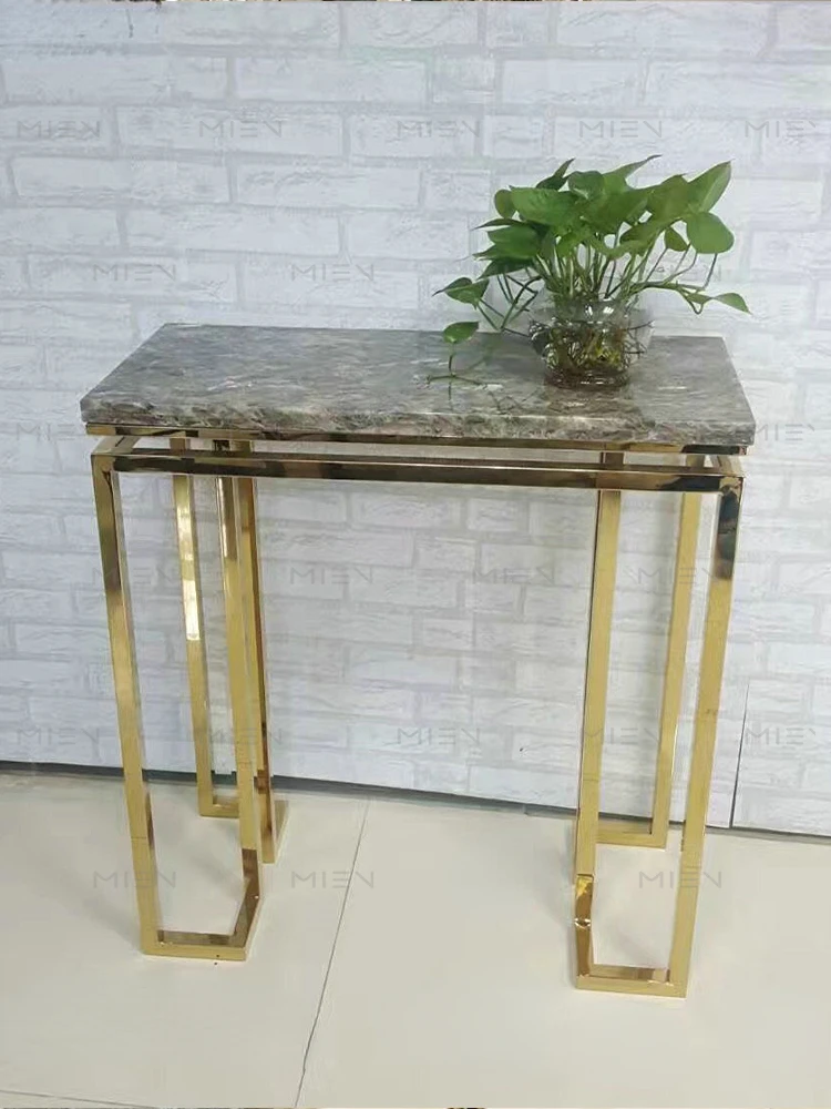 Sofa Tables Mirror Zirconium Gold Stainless Steel Base Gray Glass Table Top Living Room Entrance Hallway a Long Narrow Table