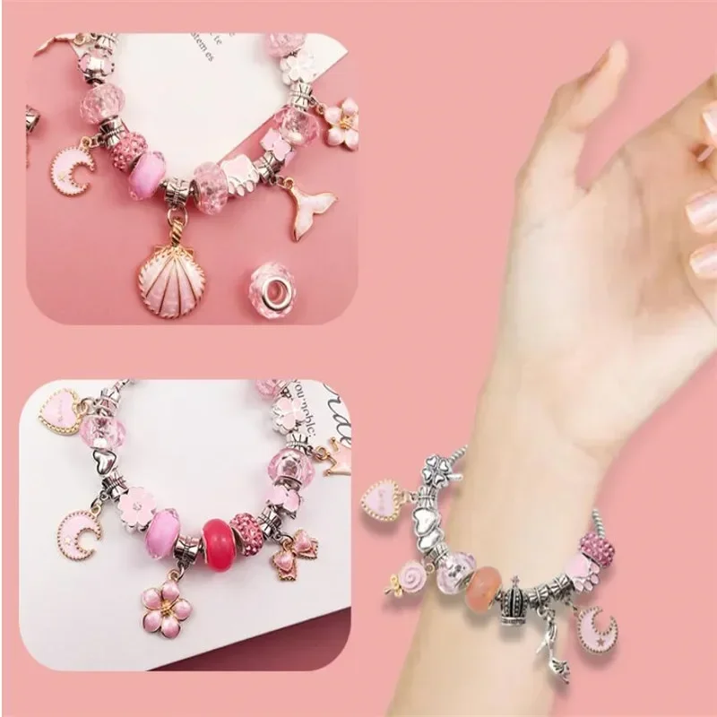 

Женский комплект для изготовления ювелирных изделий «сделай сам» для девочек, браслет-подвеска, ожерелье, набор ручных веревок, аксессуары для творчества, рождественский подарок на рождение