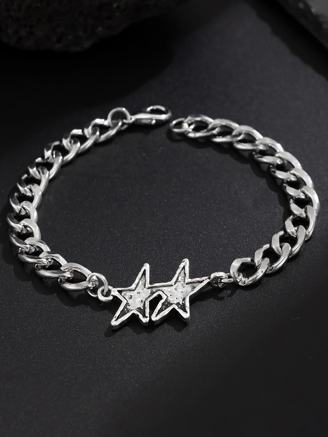 

1pc Retro Double Stars Bracelet For Men Woman Hip Hop Unisex Punk Jewelry Cool Rock Luxury Accessories