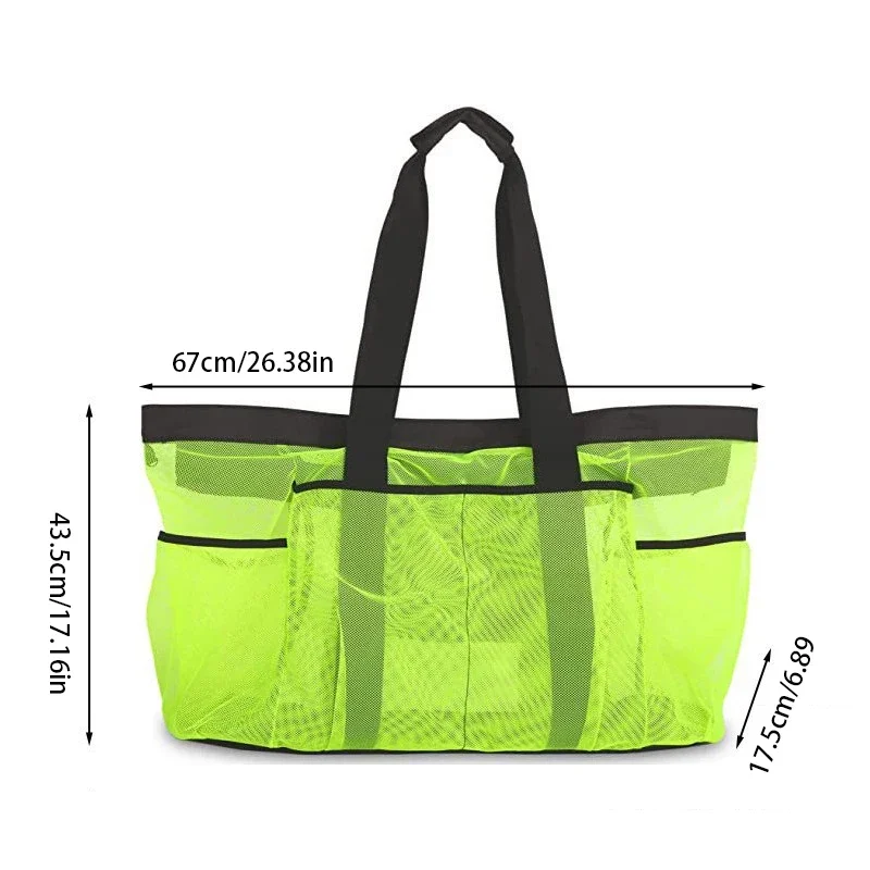 Extra Large Mesh Beach Bag with Multiple Pockets Outdoor Sprots Gym Swimming Storage Bag Travel Picnic Tote Bag