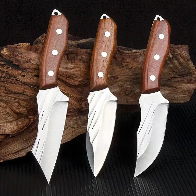 3 Pcs Meat Cleaver Knife Handmade Forged Boning Knife Serbian Chef Knife Stainless Steel Kitchen Knives Butcher