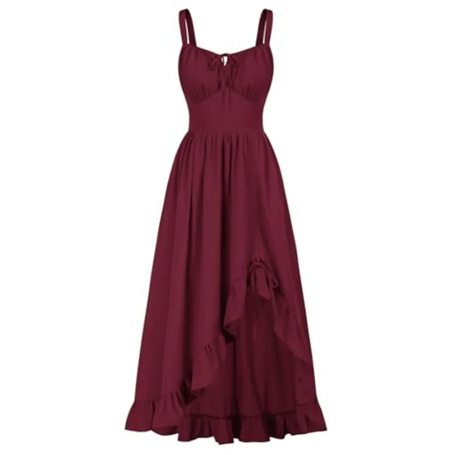 

Renaissance Dress Women Summer Corset Dress Flowy Sleeveless Milkmaid Vacation Sundress with Pockets