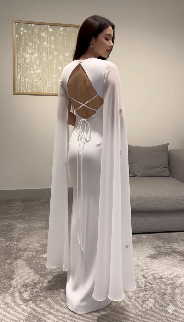 Vestido de noche blanco brillante con cuello alto, vestido de noche de sirena, cuentas elegantes y mangas tipo chal, vestido de fiesta árabe personalizado
