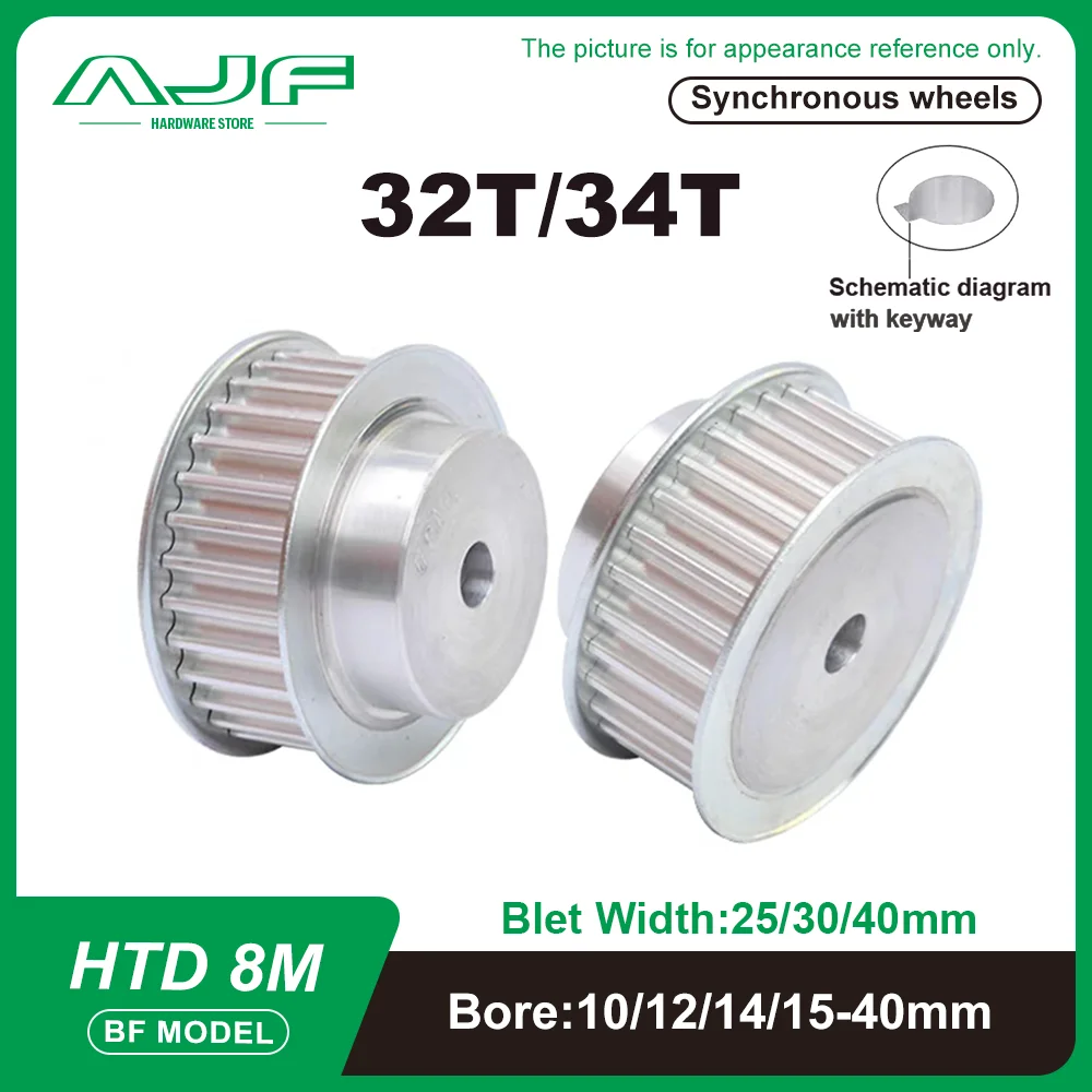 

Timing Pulley HTD 8M 32T 34Teeth BF Type Synchronous Wheel for Belt Width 25/30/40mm Bore 10-40mm HTD 8M Timing Belt Pulley