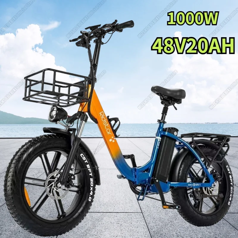 

MN-20 MN-26 Electric Bike 1000W 48V15AH Lithium Battery 20*4 Inch Fat Tire Ebike Mountain With Backseat Women Electric Bicycle