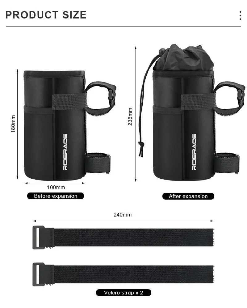 RIDERACE Bike Water Bottle Carrier Pouch Portable MTB Road Cycling Insulated Kettle Bag Riding Equipment Bicycle Handlebar Bag image 5