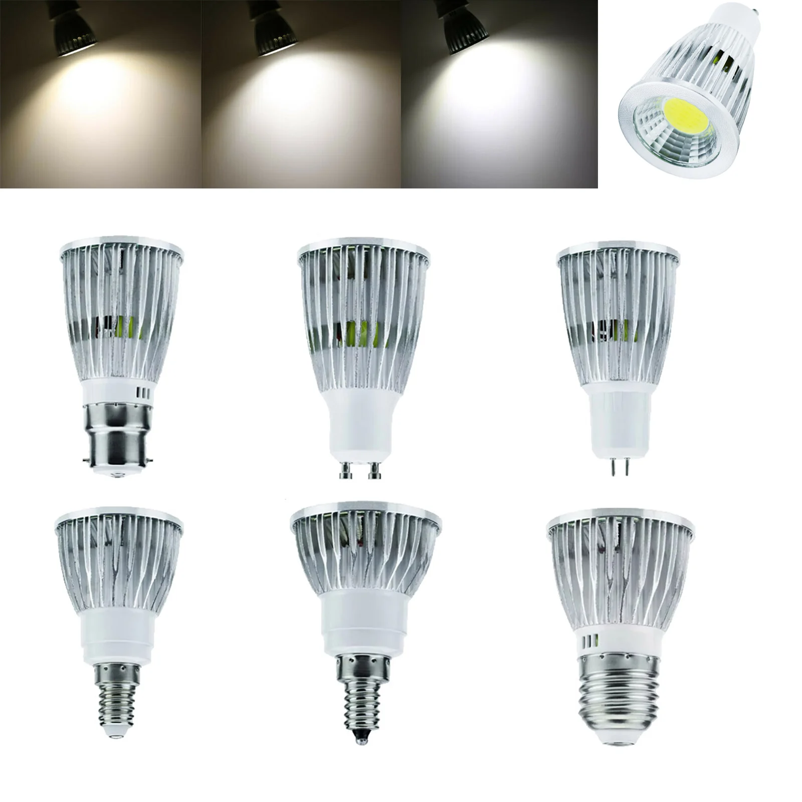 

10X Dc24v Led Cob Spotlight Cool Warm Neutral White Spot Bulb Dimmable Light Bulbs E27 Gu10 Mr16 E14 Gu5.3 6w/12w 45/degree Beam
