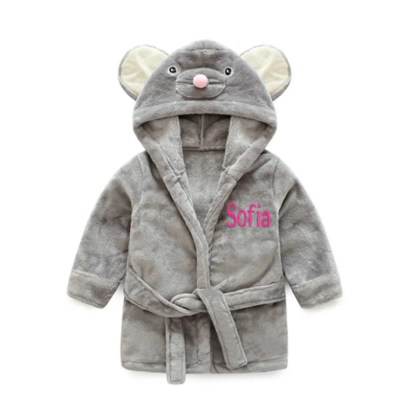 Animal Baby Dressing Gown Personalized Baby Gift Girl Boy Baby Robe Baby Shower Bathrobe Towel Present Custom Name Baby Bathrobe