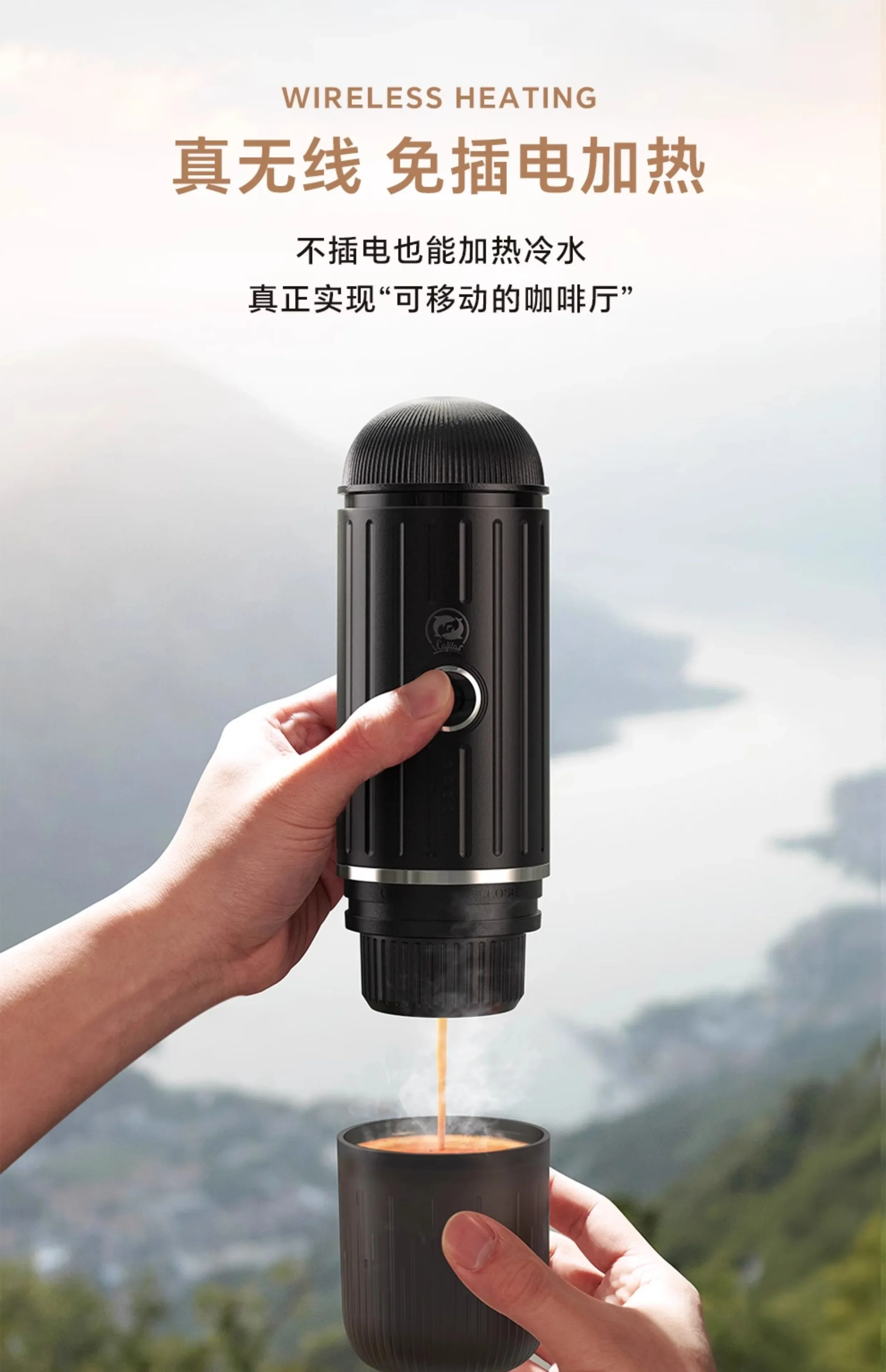 110V/220V/USB Kaisi Two Dolphins Portable Coffee Machine Compact Home Capsule Espresso Americano Semi Automatic AB