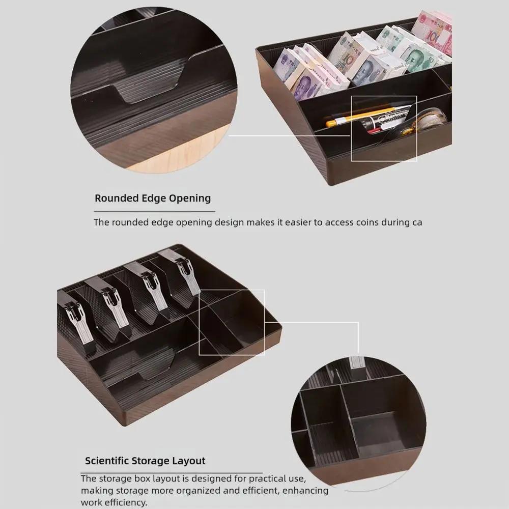 Caja de cajero multirejillas con Clip de plástico, cajón multifuncional, bandeja para efectivo, compartimentos de plástico ABS para almacenamiento de dinero
