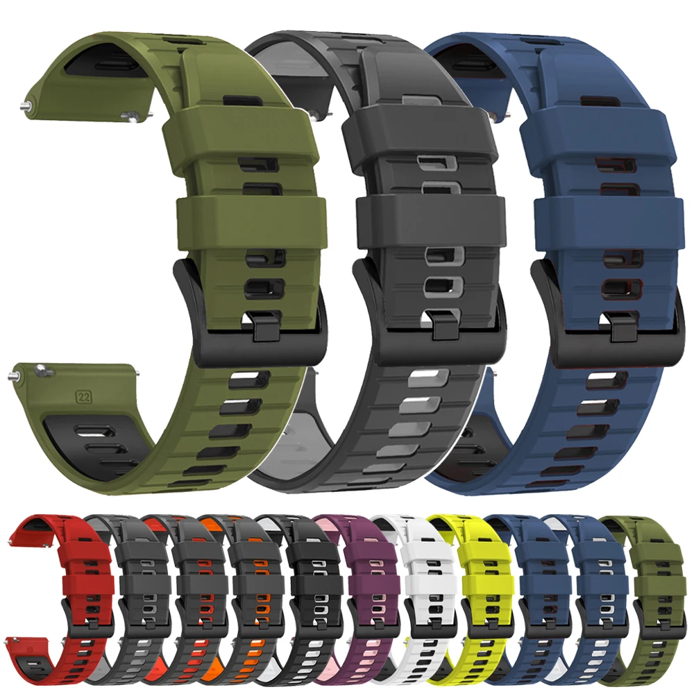 Zeblaze Vibe 7/Pro/Lite/stratos 4 2 3/Btalk/GTR 3 Pro/Ares3 Mi Watch 2 Pro S4 S1 22mm용 실리콘 스트랩 교체