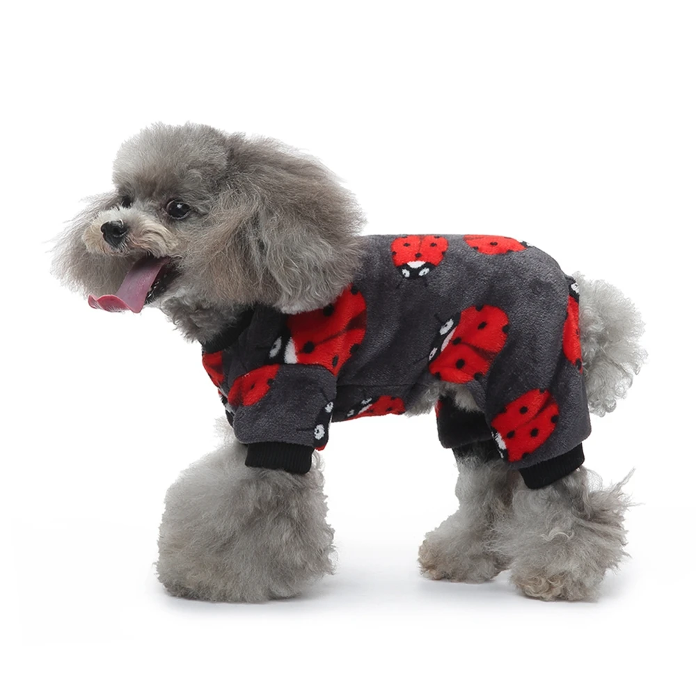 Warm Dog Pajamas Pet Clothes Ladybug Penguin Pattern Clothes Soft Puppy Pajamas Jumpsuit For Small Dog Chihuahua French Bulldog