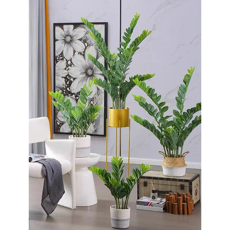 40-70cm Fake Ficus Tree Artificial Money Leaf Plants Plastic Banyan Leaves Real Touch Zamioculcas Plants For Home Shop Decor