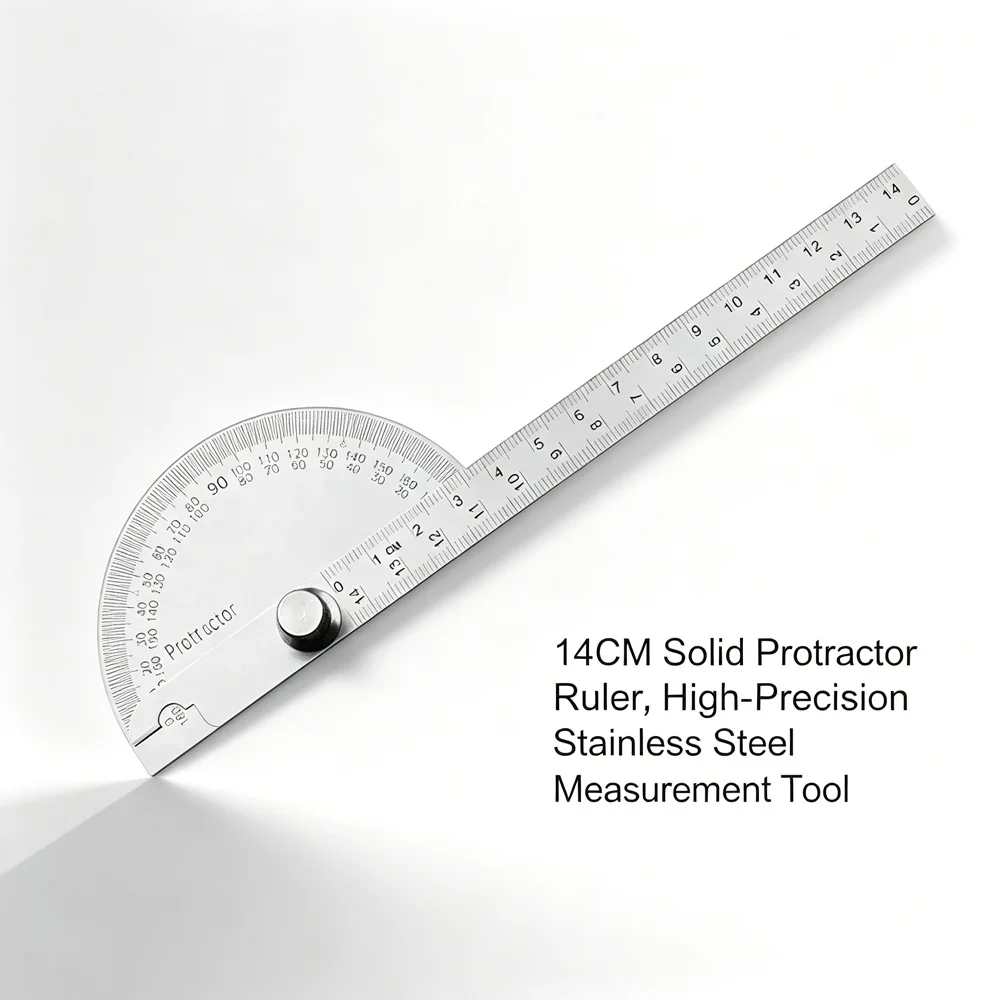 140mm Solid Stainless Steel Protractor Ruler 180 Degree Goniometer Angle Measuring Tool For Woodwork Construction Drawing
