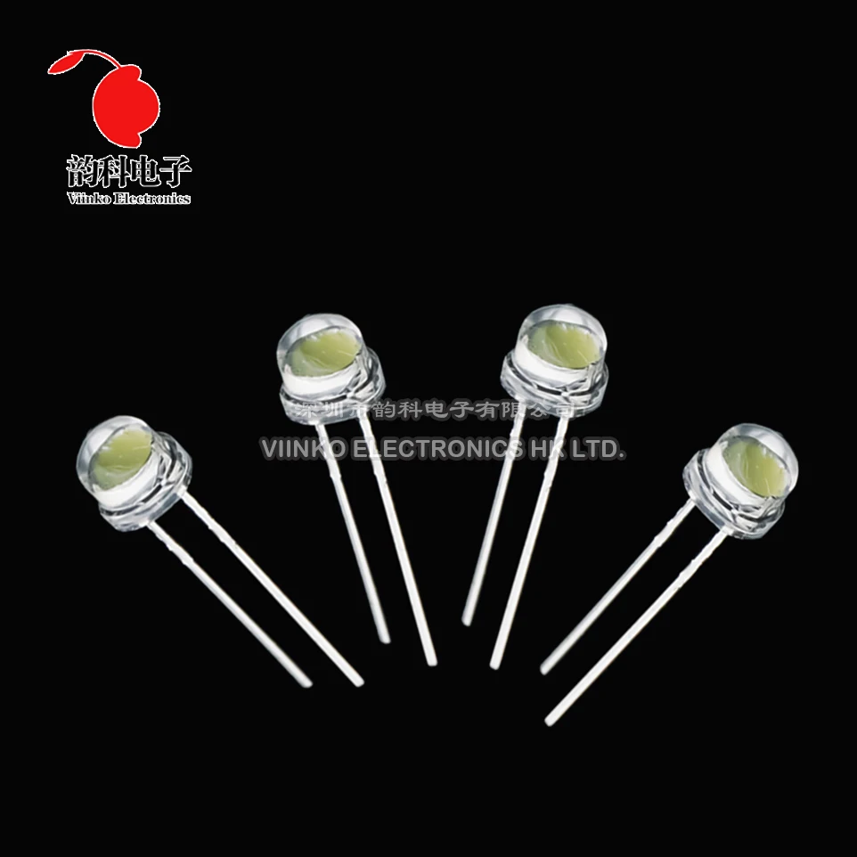 50pcs White 5mm F5 Straw Hat LED Chandelier Crystal Lamp Beads Super Bright Big Core Chip 6-7LM Light emitting diodes DIY