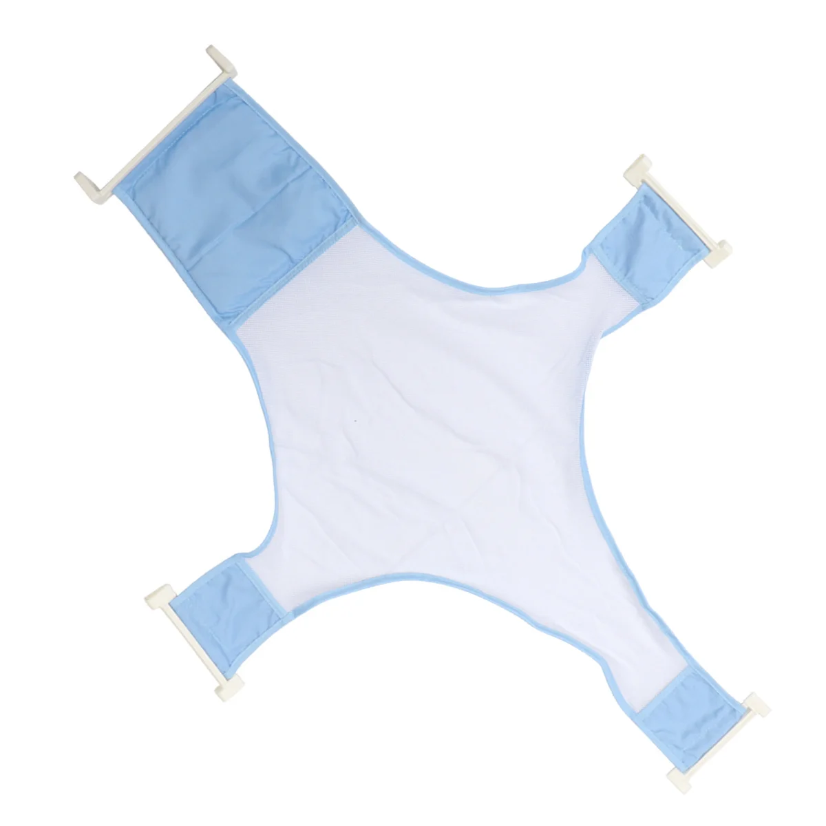 1pc Supporto per seggiolino da bagno per neonato Maglia da bagno per neonato Rete da doccia regolabile antiscivolo Blu chiaro Robusta fibbia in PP Vestibilità comoda
