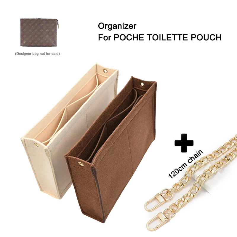 Liner For Poche kosmetyczka torebka organizator wkładany 15 19 26 z 120cm złoty łańcuch, luksusowa kopertówka torba wewnętrzna Shaper Protector