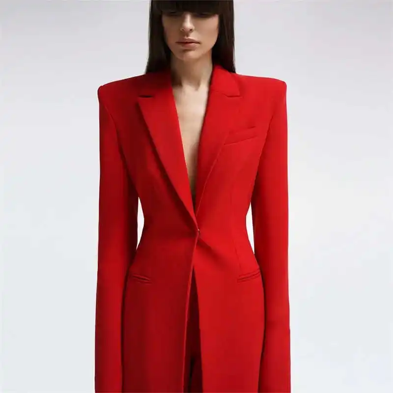 Spring Fashion Candy Color Women Long Jacket Suits Ladies Prom Evening Guest Formal Wear Custom Made (Jacket+Pants)