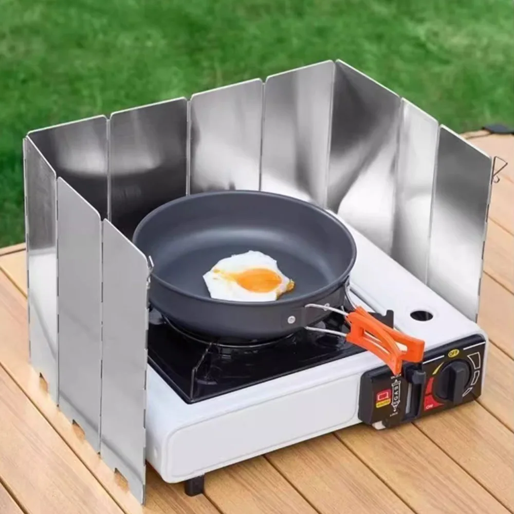 8 Plates Aluminum Windscreen Stove Windshield Wind Shield Outdoor Camping Equipmen Picnic Cooking Windproof Screen
