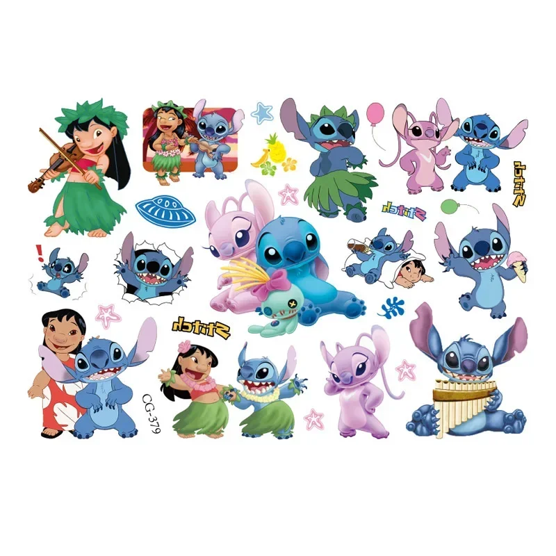 Pegatinas de tatuaje de Stitch para niños, pegatina de transferencia de agua de Anime de dibujos animados, decoración de fiesta de cumpleaños para