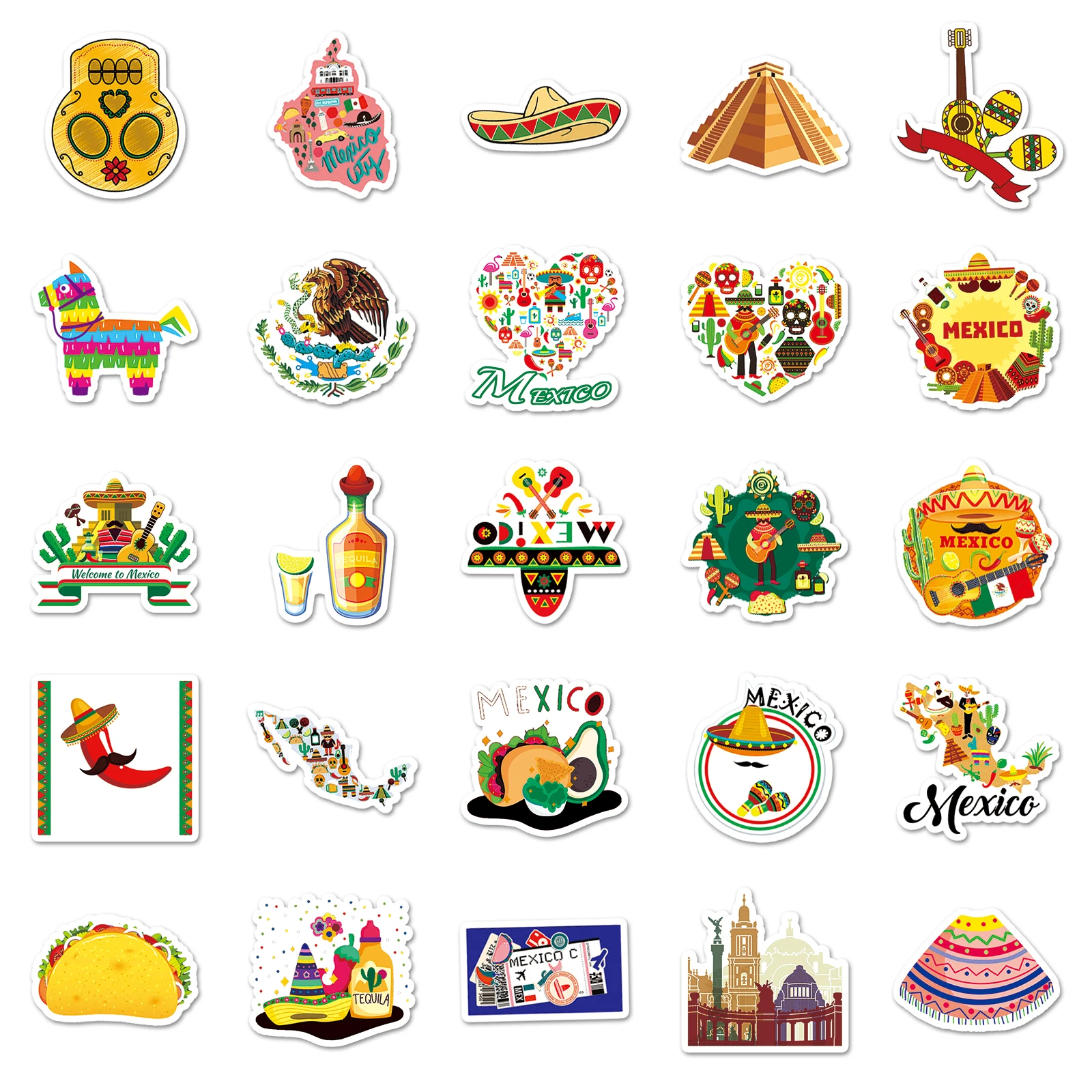 50Pcs Toy Stickers Mexico Style Totem Skateboard Guitar Suitcase Freezer Motorcycle Graffiti Decal Waterproof Jewelry stickers