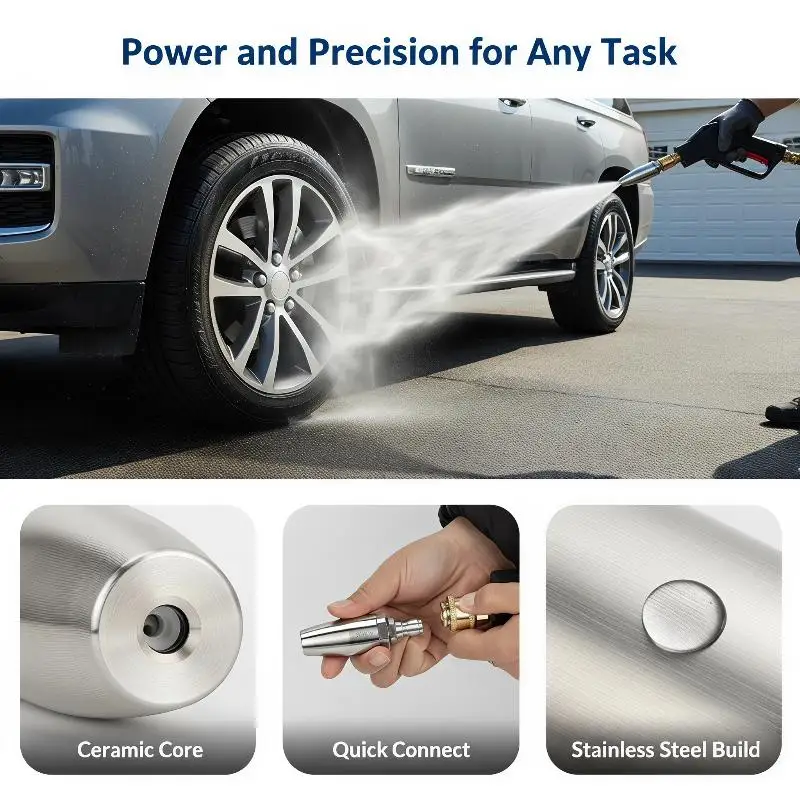 High Pressure Washer Rotating Nozzle Stainless Steel Turbo Cleaning Nozzle For Pressure Washer Surface Cleaning