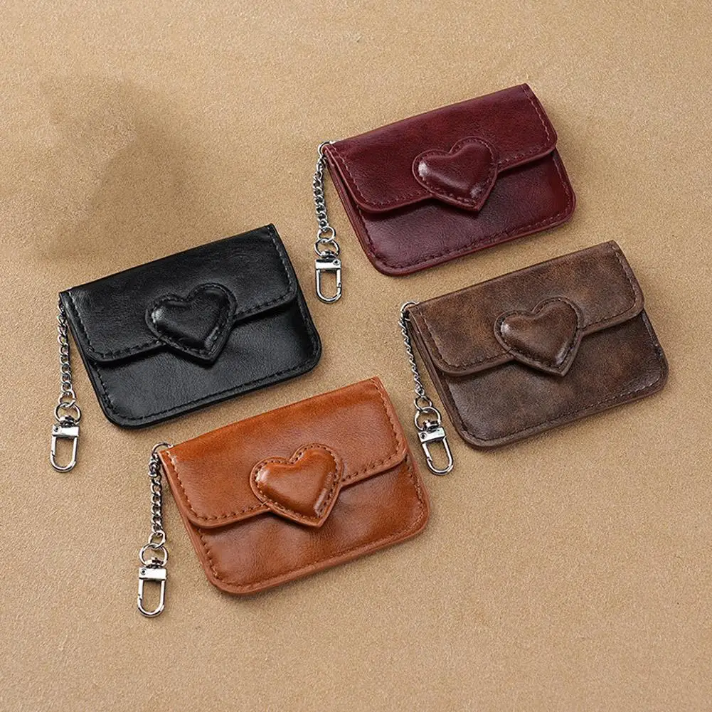 New PU Leather Coin Purse Card Holder Protable High Quality Small Wallet  For Women Gift Multipurpose Coin Short Purse Key Bag