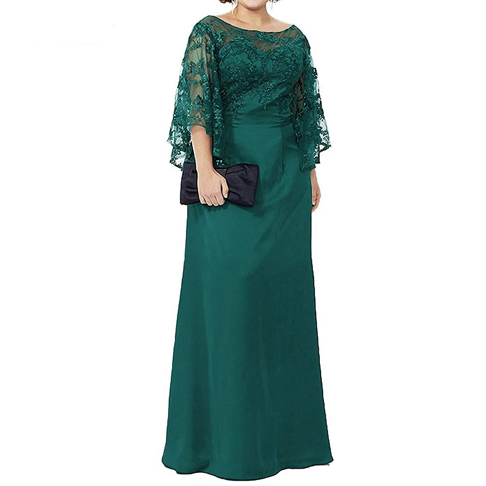 Nowa koronkowa szyfonowa matka suknia dla panny młodej pół rękawy Plus SizeFloor długość Royal Blue zielona elegancka suknia wieczorowa na bal maturalny linia