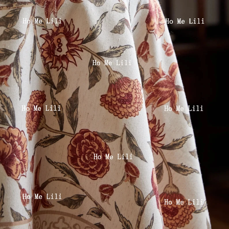 Elegant Tablecloth Block Print Floral Retro Waterproof Table Cover For Home Dinner Party Garden Outdoor