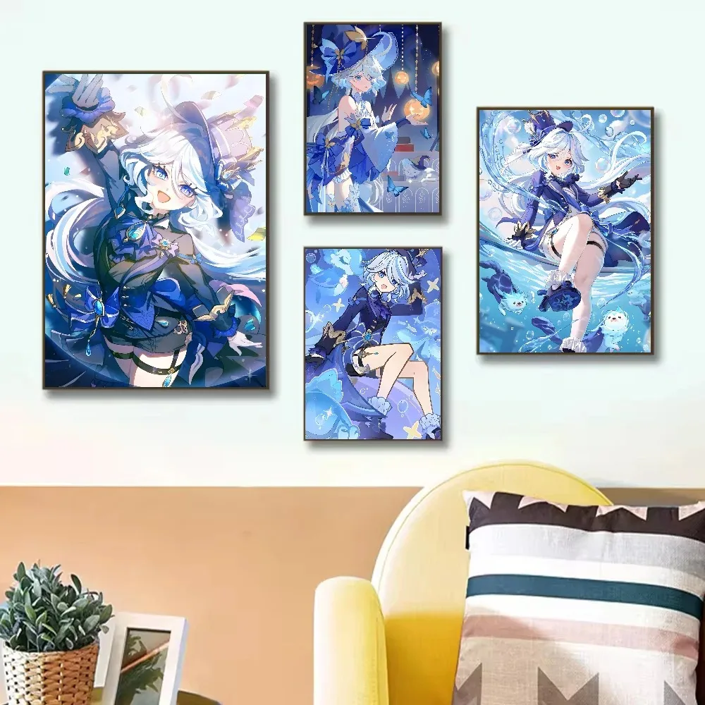 Furina Genshin Impact Canvas Painting Poster Home Living Room Bedroom Bar Aesthetic Decoration