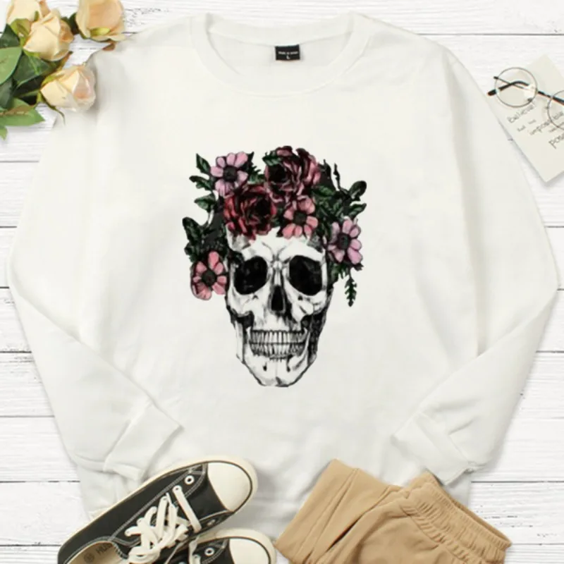 Skull pattern lovers shirt casual sports Europe and the United States round neck hoodie