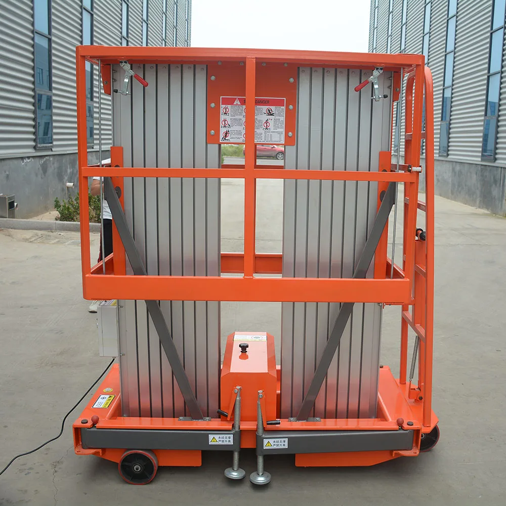 Shanding Lift Plataforma de elevação de trabalho aérea de alumínio de mastro duplo vertical de 6-14 M
