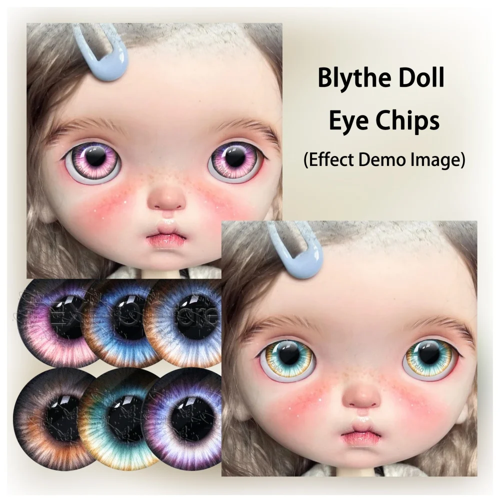 12Pcs  Blythe Doll Eye Chip Starry Heart Pattern Cabochon Dragon Cat Animal Eye BJD Doll Making Supplies 10‑40mm MS012