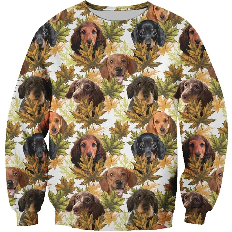 

3D Printed Cute Dog Sweatshirt For Men Animal Pets Pattern Hoodie Long Sleeved Round Neck Pullovers Spring Autumn Clothes