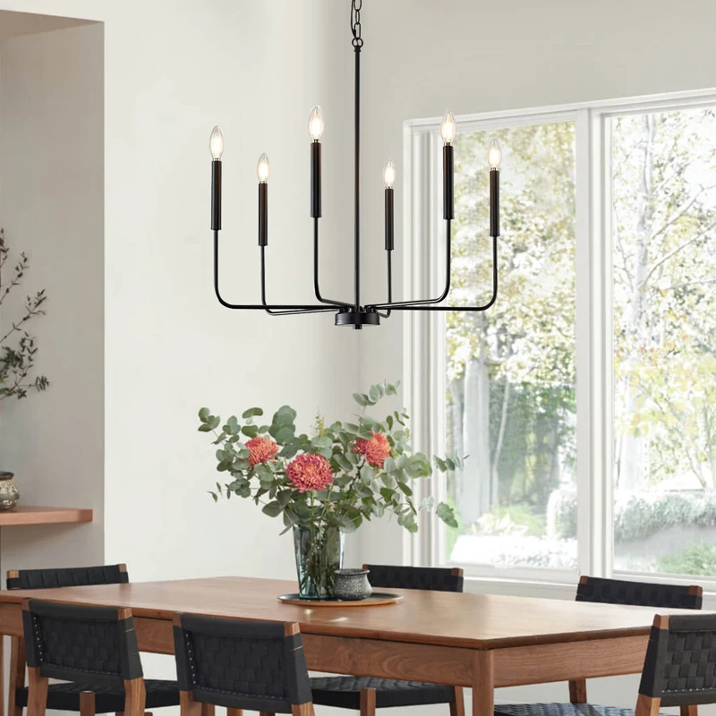 Nordic American style Ceiling pendant lamp for dining room kitchen hall House decor Retro black gold led Candle chandeliers